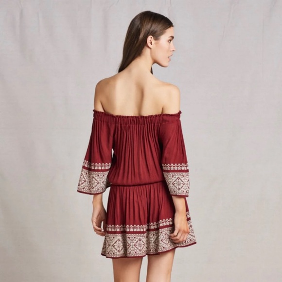 New Tularosa Fiona Wine Embroidered Dress XS - Picture 3 of 9